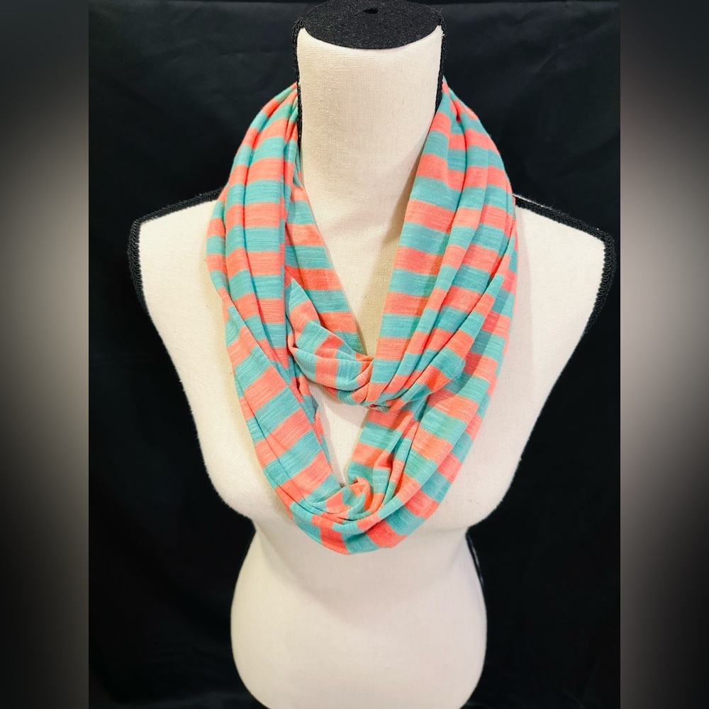 New without Tags  - Charming Charlie Infinity Scarf; Coral & Mint Green